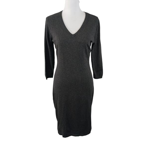 CALVIN KLEIN! STUNNING CHARCOAL GRAY SHEATH STYLE V-NECK SWEATER DRESS,! SZ M - Picture 1 of 10